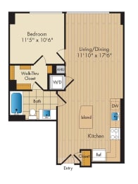  Floor Plan 1 Bed 1 Bath Sig-AS2b