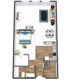 One Bedroom on 7th Floor Plan at The Lofts at Shillito Place, Cincinnati