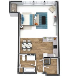 Studio on 7th Grand Floor Plan at The Lofts at Shillito Place, Cincinnati, Ohio