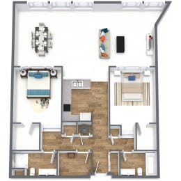 Two Bedroom Loft Plus Floor Plan at The Lofts at Shillito Place, Ohio, 45202
