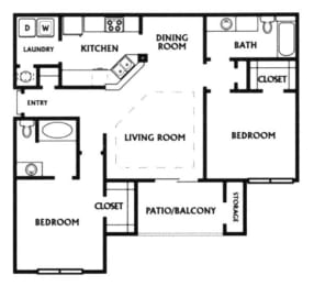 The Avenue, 1216 sq. ft. Floor Plan at Mainstreet Apartments, Clearwater, Florida 33756