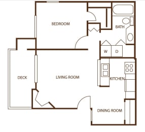 Our Apartment 1 bedroom, 1 bath floor plan at Newport Heights Apartment in Tukwila Washington