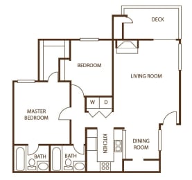 Our Apartment 2 bedrooms, 2 baths floor plan at Newport Heights Apartment in Tukwila Washington