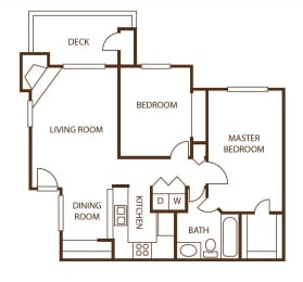 Our Apartment 2 bedrooms, 2 baths with loft floor plan at Newport Heights Apartment in Tukwila Washington