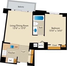 1 bedroom apartments with balcony in Bethesda  MD