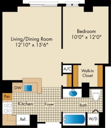 1 bedroom apartments floor plan The Metropolitan MD