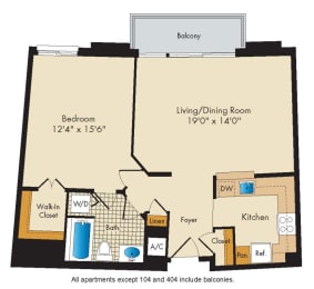 1 bedroom apartments with balcony for rent in Bethesda MD