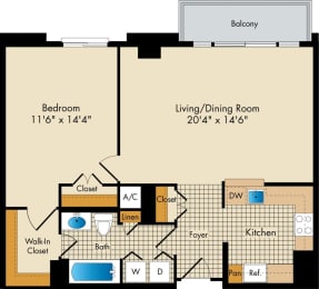1 bedroom apartments with balcony in The Metropolitan