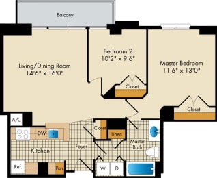 The Metropolitan 2 bedroom apartments with foyer