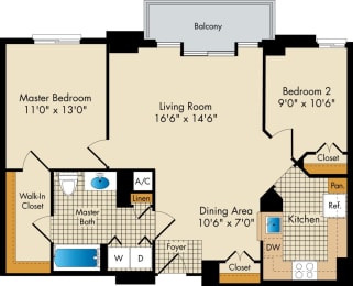 2 bedroom apartments with foyer for rent in MD