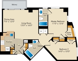 2 bedroom apartments with balcony in MD