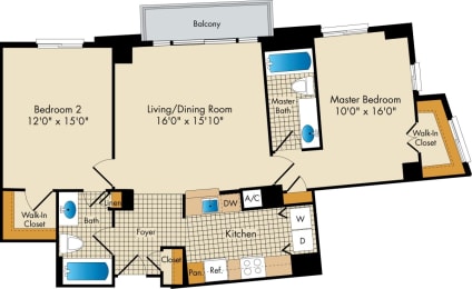2 bedroom apartments for rent floor plan in Bethesda MD