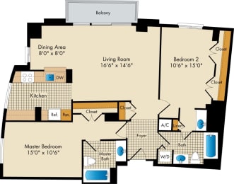 2 bedroom apartments with balcony for rent in Bethesda MD