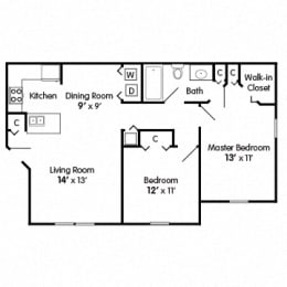  Floor Plan Two Bed Apartment I