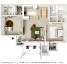  Floor Plan 2 Bedroom Balcony