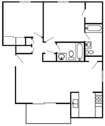  Floor Plan 2 Bedroom - Large