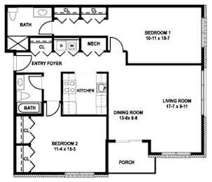 Birch Floor Plan at Meadows Apartments, Emmaus