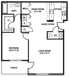 Laurel Floor Plan at Meadows Apartments, Emmaus, PA, 18049