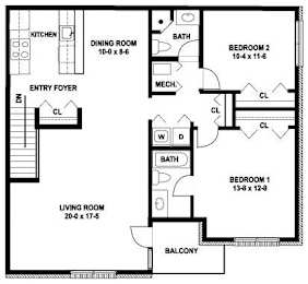 Maple Floor Plan at Meadows Apartments, Emmaus, PA, 18049