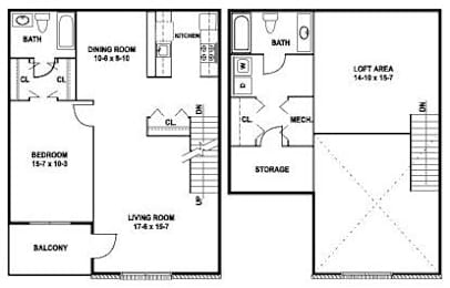 Sycamore Floor Plan at Meadows Apartments, Emmaus, Pennsylvania