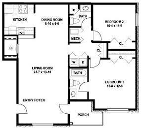 Wyeth Floor Plan at Pointe North Apartments, Bethlehem, Pennsylvania