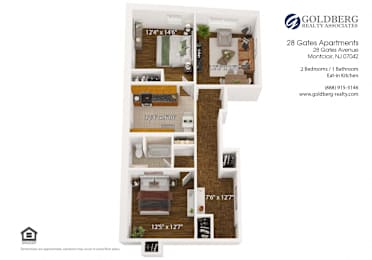  Floor Plan Two Bedroom Eat in Kitchen