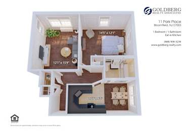  Floor Plan One Bedroom Eat in Kitchen