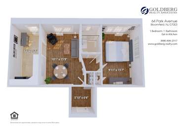 Floor Plan One Bedroom Eat in Kitchen