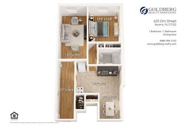  Floor Plan One Bedroom w/ Dining Area