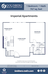  Floor Plan One Bedroom w/ Dining Room