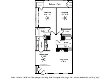 French Quarter Floor Plan at Allen House Apartments, Houston, Texas