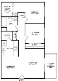 2 bedroom floor plan Stoneridge Apartments in East Lansing Michigan