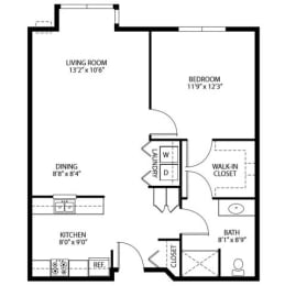 Floor Plan  Heritage Place Apartments 55+ Community in Rogers, MN 1 Bedroom 1 Bathroom