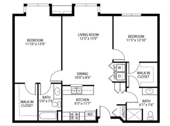 Floor Plan  Heritage Place Apartments 55+ Community in Rogers, MN 2 Bedroom 2 Bathroom