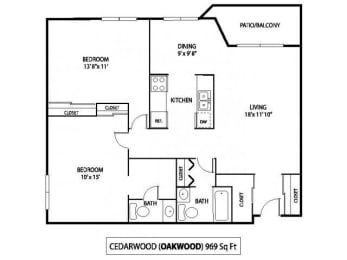 Oakwood Apartments in Plymouth, MN 2 Bedroom 1.5 Bath
