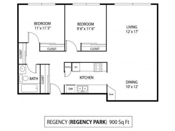 Floor Plan  Regency Park Apartments in North St. Paul, MN 2 Bedroom 1 Bath