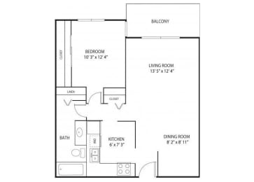 Floor Plan  Willow Pond Apartments in Burnsville, MN 1 Bedroom 1 Bath