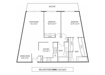 Floor Plan  Willow Pond Apartments in Burnsville, MN 2 Bedroom 2 Bath