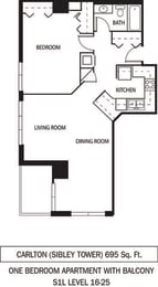 Galtier Towers Apartments in Lowertown, St. Paul, MN 1 Bedroom 1 Bath Apartment