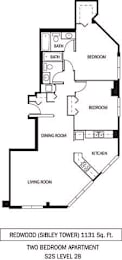 Galtier Towers Apartments in Lowertown, St. Paul, MN 2 Bedroom 2 Bath Apartment Redwood Floor Plan