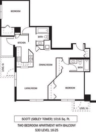 Galtier Towers Apartments in Lowertown, St. Paul, MN 2 Bedroom 2 Bath Apartment