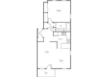  Floor Plan Terraces - 1 Bed, 1 Bath