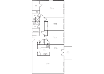  Floor Plan Terraces - 3 Bed, 2 Bath