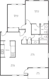  Floor Plan Terraces - 2 Bed, 1.5 Bath