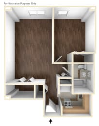 One Bedroom Floor Plan at Laurelwood Place Apartments, Bridgeport, CT, 06605