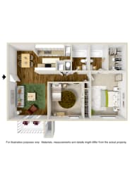 2 Bedroom 2 Bath Floor Plan at The Grove  Apartments at Lyndon, Louisville, KY, 40222