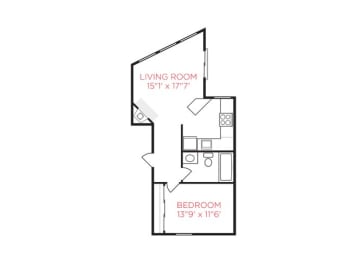  Floor Plan 995 Hill Street - One Bedroom