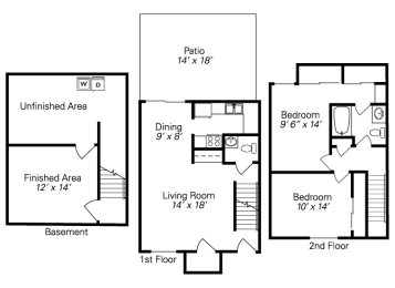  Floor Plan 2-BR Townhome