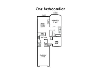  Floor Plan One Bed One Bath with Den