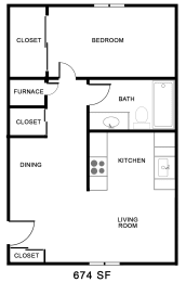  Floor Plan 1 bedroom 674
